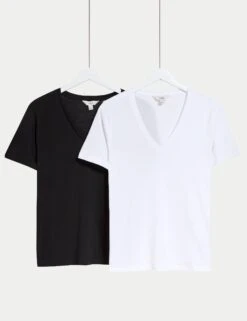 2pk Pure Cotton V-neck T-Shirts