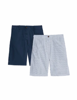2pk Cotton Rich Tea Dyed Chino Shorts -M&S 2pk cotton rich tea dyed chino shorts 1