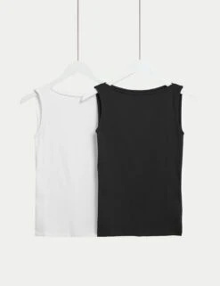 2pk Cotton Rich Vests -M&S 2pk cotton rich vests 6