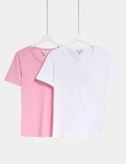2pk Pure Cotton Crew Neck Regular Fit T-Shirts -M&S 2pk pure cotton crew neck regular fit t shirts 5