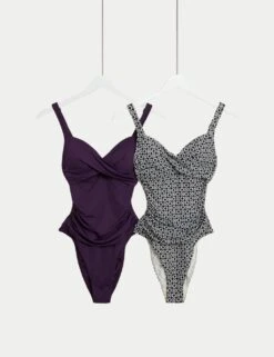 2pk 360 Tummy Control Plunge Swimsuits 18 2pk 360 Tummy Control Plunge Swimsuits -M&S 2pk tummy control plunge swimsuits 1