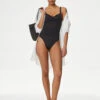 360 Tummy Control Ruched Plunge Swimsuit -M&S 360 Tummy Control Ruched Plunge Swimsuit