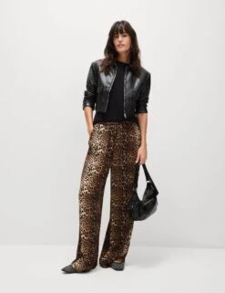 Animal Print Drawstring Wide Leg Trousers -M&S Animal Print Drawstring Wide Leg Trousers 2