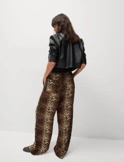 Animal Print Drawstring Wide Leg Trousers -M&S Animal Print Drawstring Wide Leg Trousers 4