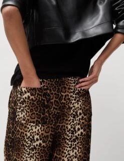 Animal Print Drawstring Wide Leg Trousers -M&S Animal Print Drawstring Wide Leg Trousers 6