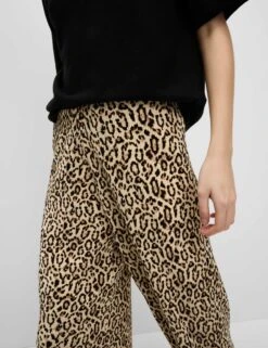 Animal Print Plisse Wide Leg Trousers -M&S Animal Print Plisse Wide Leg Trousers 2