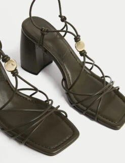 Beaded Trim Buckle Strappy Block Heel Sandals -M&S Beaded Trim Buckle Strappy Block Heel Sandals 2