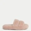 Borg Platform Open Toe Slider Slippers -M&S Borg Platform Open Toe Slider Slippers