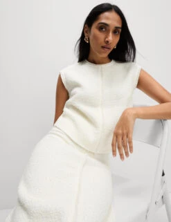 Boucle Split Back Midaxi A-Line Skirt With Wool -M&S Boucle Split Back Midaxi A Line Skirt with Wool 7