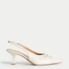 Bow Slip On Kitten Heel Slingback Shoes -M&S Bow Slip On Kitten Heel Slingback Shoes
