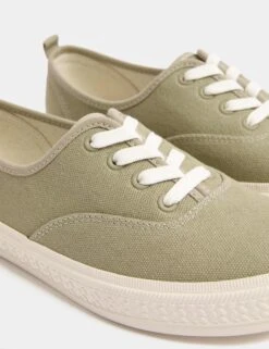 Canvas Lace Up Trainers -M&S Canvas Lace Up Trainers 2
