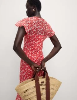 Chiffon Floral V-Neck Angel Sleeve Midaxi Tea Dress -M&S Chiffon Floral V Neck Angel Sleeve Midaxi Tea Dress 3