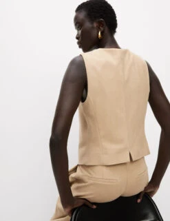 Collarless Suedette Waistcoat -M&S Collarless Suedette Waistcoat 3