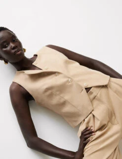 Collarless Suedette Waistcoat -M&S Collarless Suedette Waistcoat 4