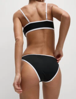Contrast Trim High Leg Bikini Bottoms