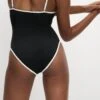 Contrast Trim Square Neck Swimsuit -M&S Contrast Trim Square Neck Swimsuit
