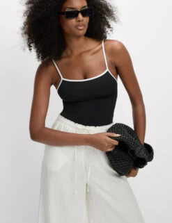 Contrast Trim Square Neck Swimsuit -M&S Contrast Trim Square Neck Swimsuit 3