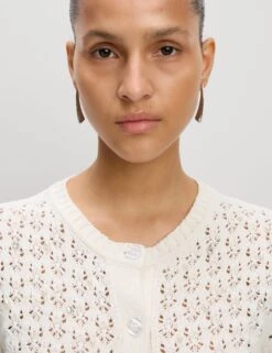 Cotton Blend Embellished Crew Neck Cardigan -M&S Cotton Blend Embellished Crew Neck Cardigan 3