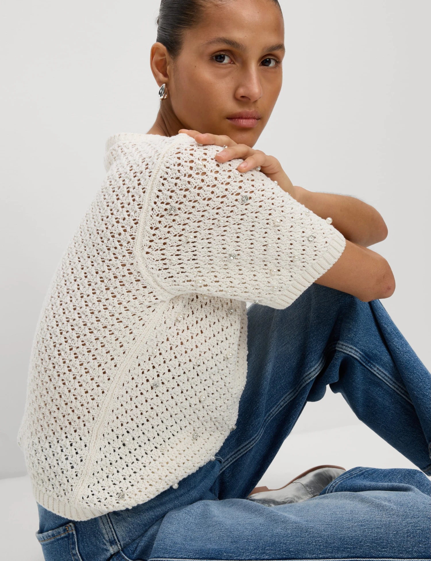 Cotton Blend Embellished Knitted Top 7 Cotton Blend Embellished Knitted Top - Image 5