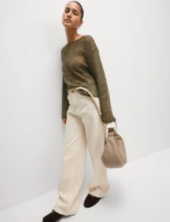 Cotton Blend Metallic Jumper With Linen -M&S Cotton Blend Metallic Jumper with Linen 2