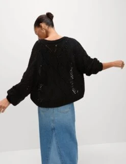 Cotton Blend Open Stitch Cropped Cardigan -M&S Cotton Blend Open Stitch Cropped Cardigan 2