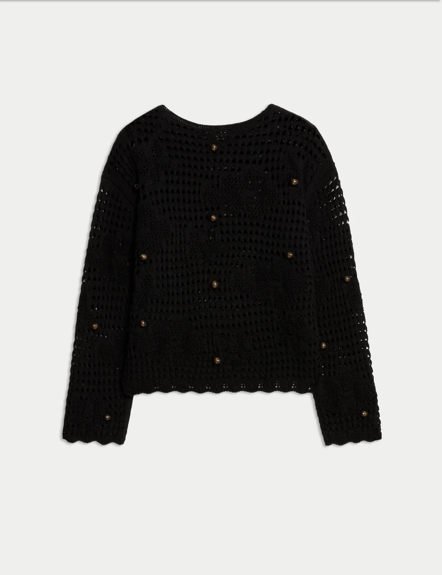 Cotton Blend Open Stitch Relaxed Cropped Jumper 4 Cotton Blend Open Stitch Relaxed Cropped Jumper - Image 2