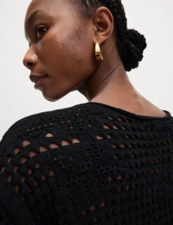 Cotton Blend Open Stitch Relaxed Cropped Jumper 22 Cotton Blend Open Stitch Relaxed Cropped Jumper -M&S Cotton Blend Open Stitch Relaxed Cropped Jumper 3