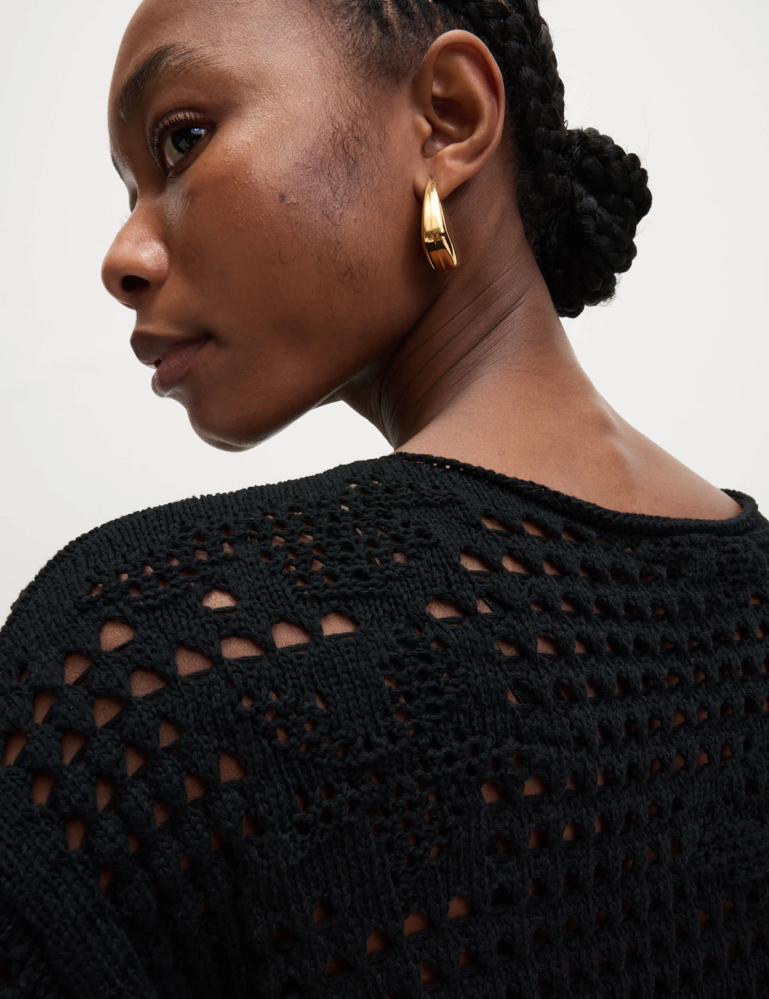 Cotton Blend Open Stitch Relaxed Cropped Jumper 6 Cotton Blend Open Stitch Relaxed Cropped Jumper - Image 4