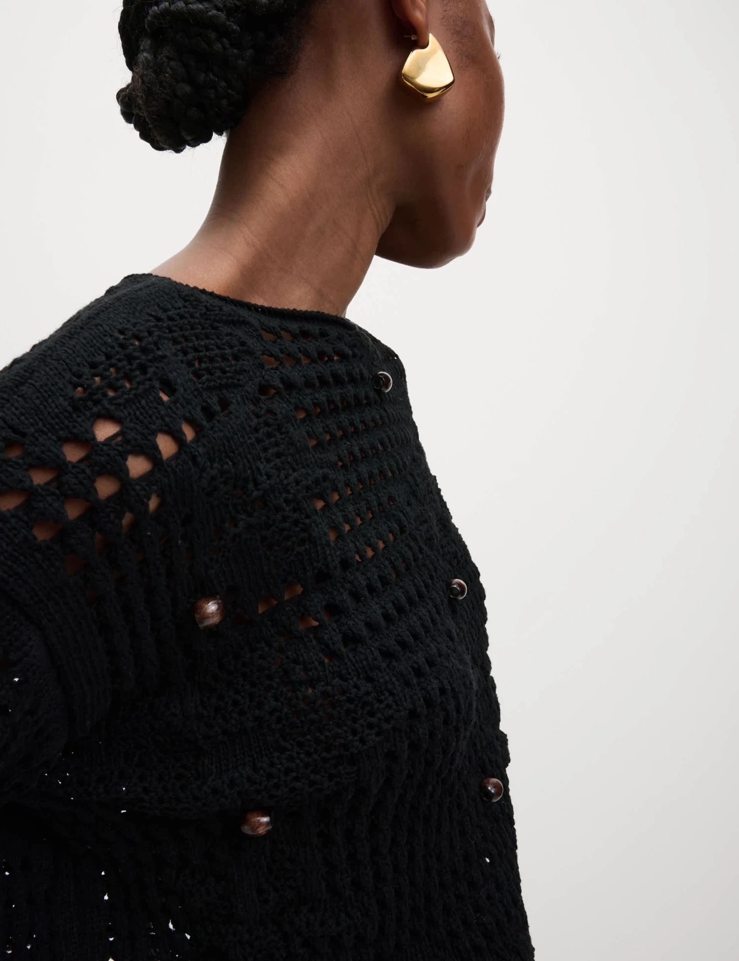 Cotton Blend Open Stitch Relaxed Cropped Jumper 9 Cotton Blend Open Stitch Relaxed Cropped Jumper - Image 7