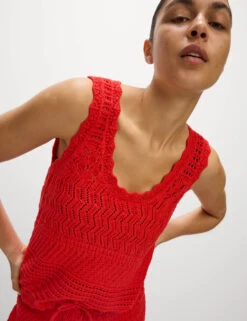 Cotton Blend Pointelle Scallop Edge Knitted Vest -M&S Cotton Blend Pointelle Scallop Edge Knitted Vest 2