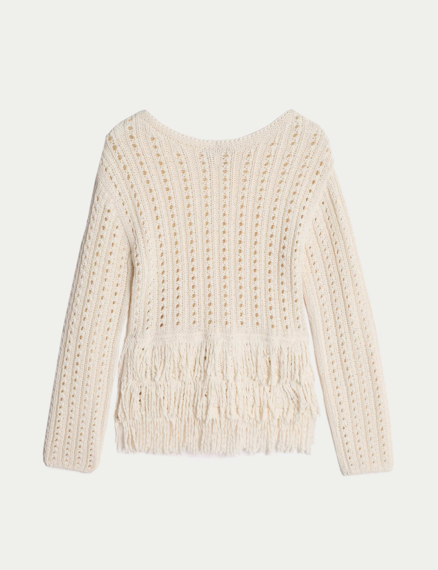 Cotton-Blend Textured Fringe Jumper 4 Cotton-Blend Textured Fringe Jumper - Image 2
