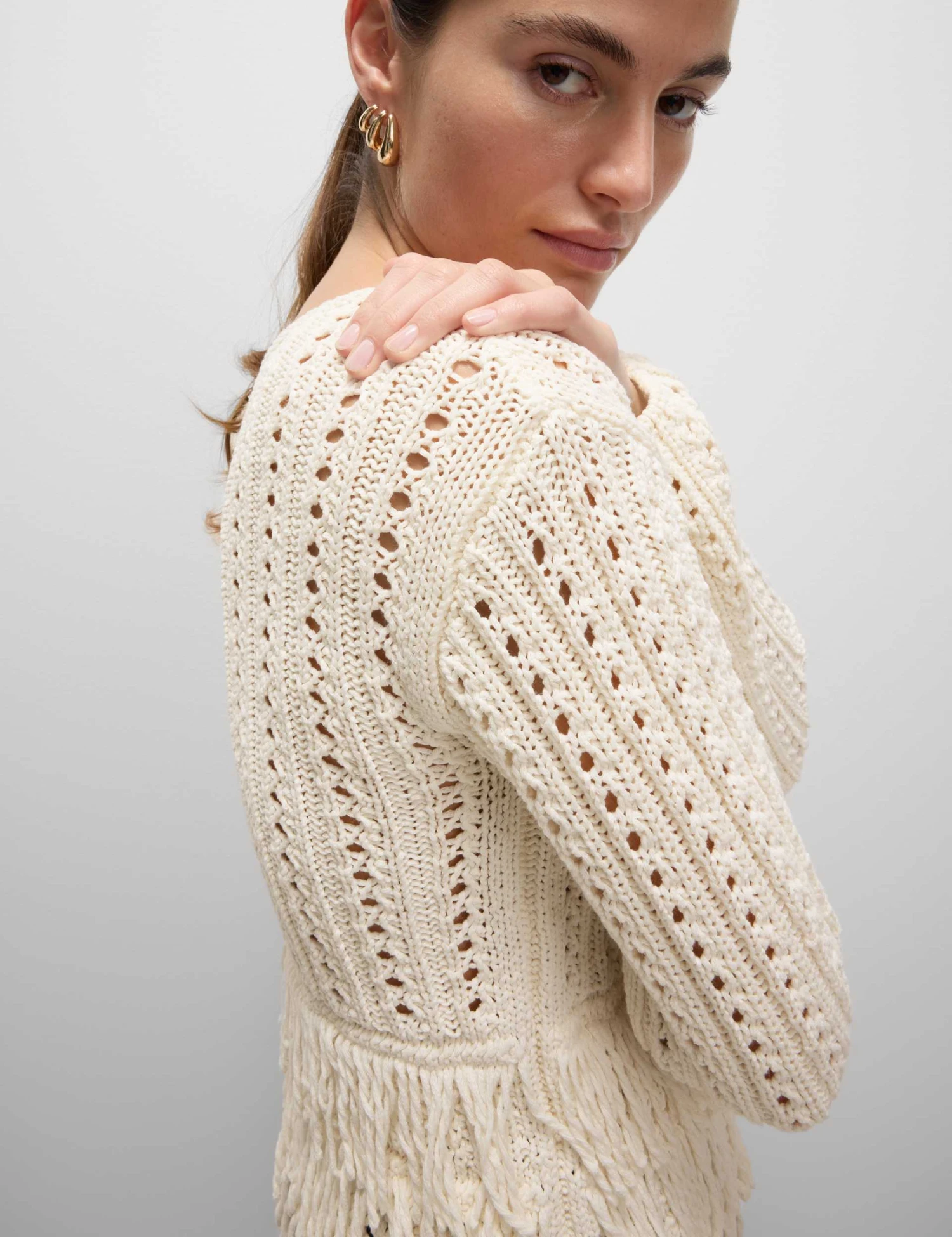 Cotton-Blend Textured Fringe Jumper 6 Cotton-Blend Textured Fringe Jumper - Image 4