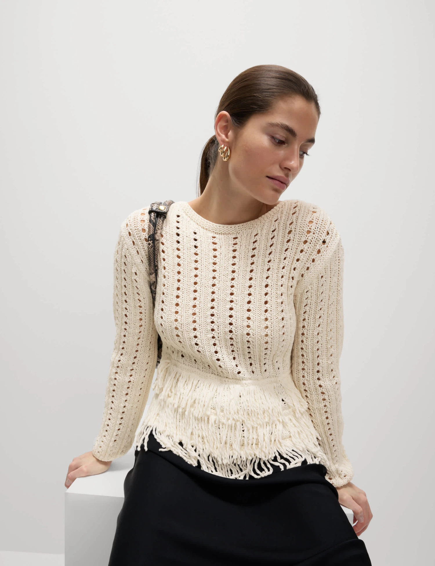 Cotton-Blend Textured Fringe Jumper 9 Cotton-Blend Textured Fringe Jumper - Image 7