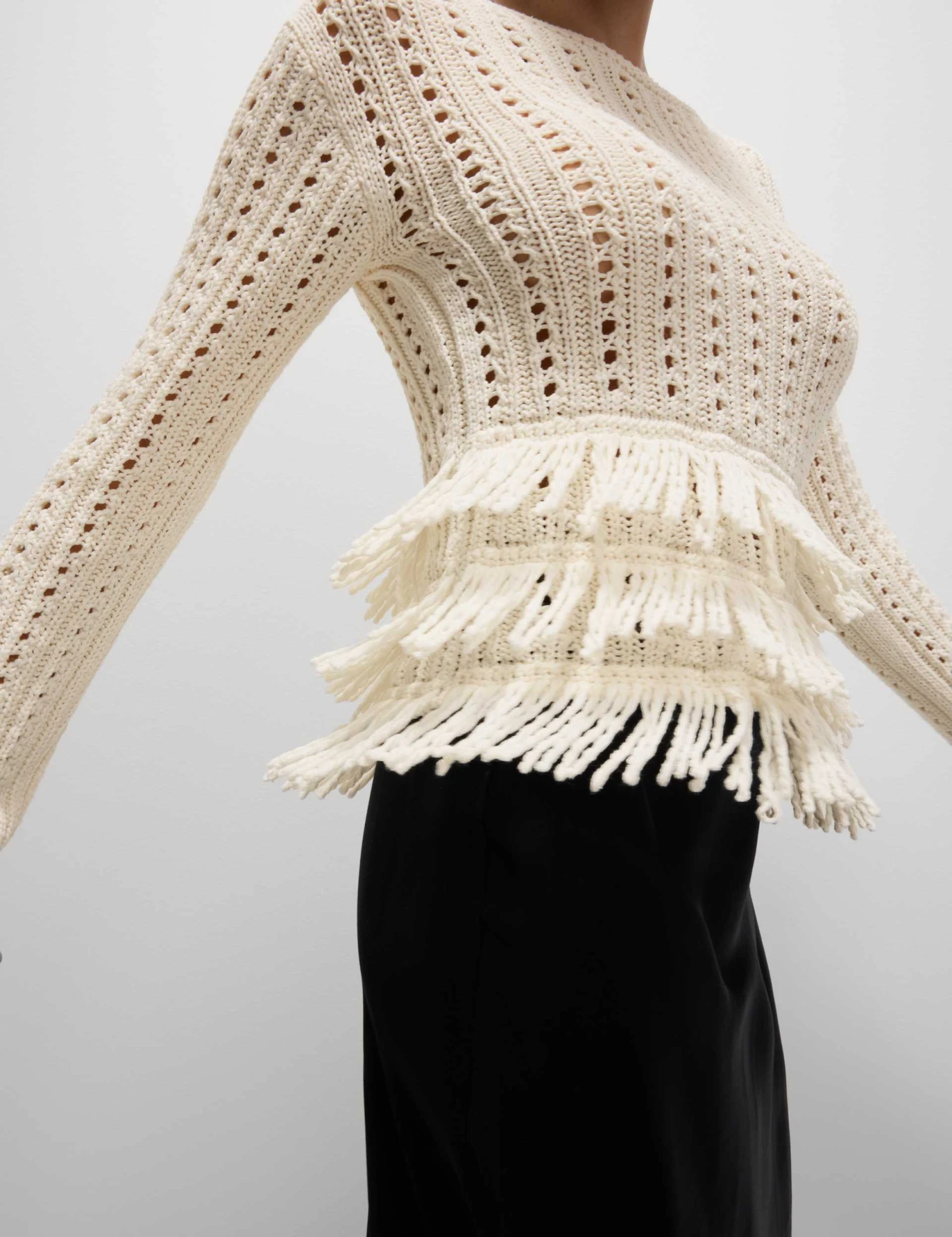 Cotton-Blend Textured Fringe Jumper 3 Cotton-Blend Textured Fringe Jumper