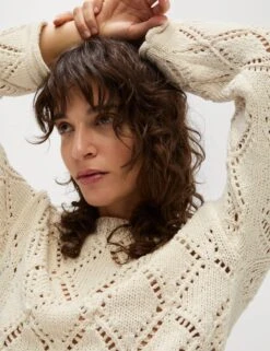 Cotton Blend Textured Jumper