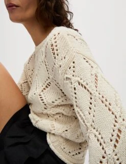 Cotton Blend Textured Jumper -M&S Cotton Blend Textured Jumper 4