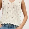 Cotton Blend Textured Slim Fit Cropped Vest