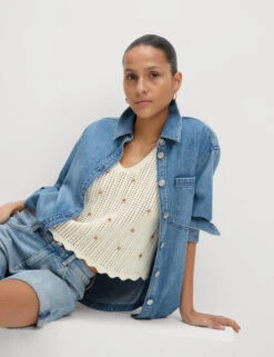 Cotton Blend Textured Slim Fit Cropped Vest -M&S Cotton Blend Textured Slim Fit Cropped Vest 4