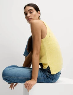 Cotton Blend Textured V-Neck Knitted Vest -M&S Cotton Blend Textured V Neck Knitted Vest 2