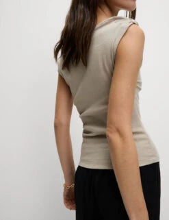 Cotton Rich Asymmetric Neck Vest -M&S Cotton Rich Asymmetric Neck Vest 4