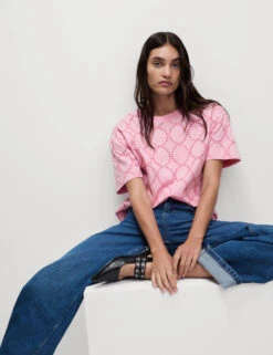 Cotton Rich Broderie T-Shirt 24 Cotton Rich Broderie T-Shirt -M&S Cotton Rich Broderie T Shirt 2