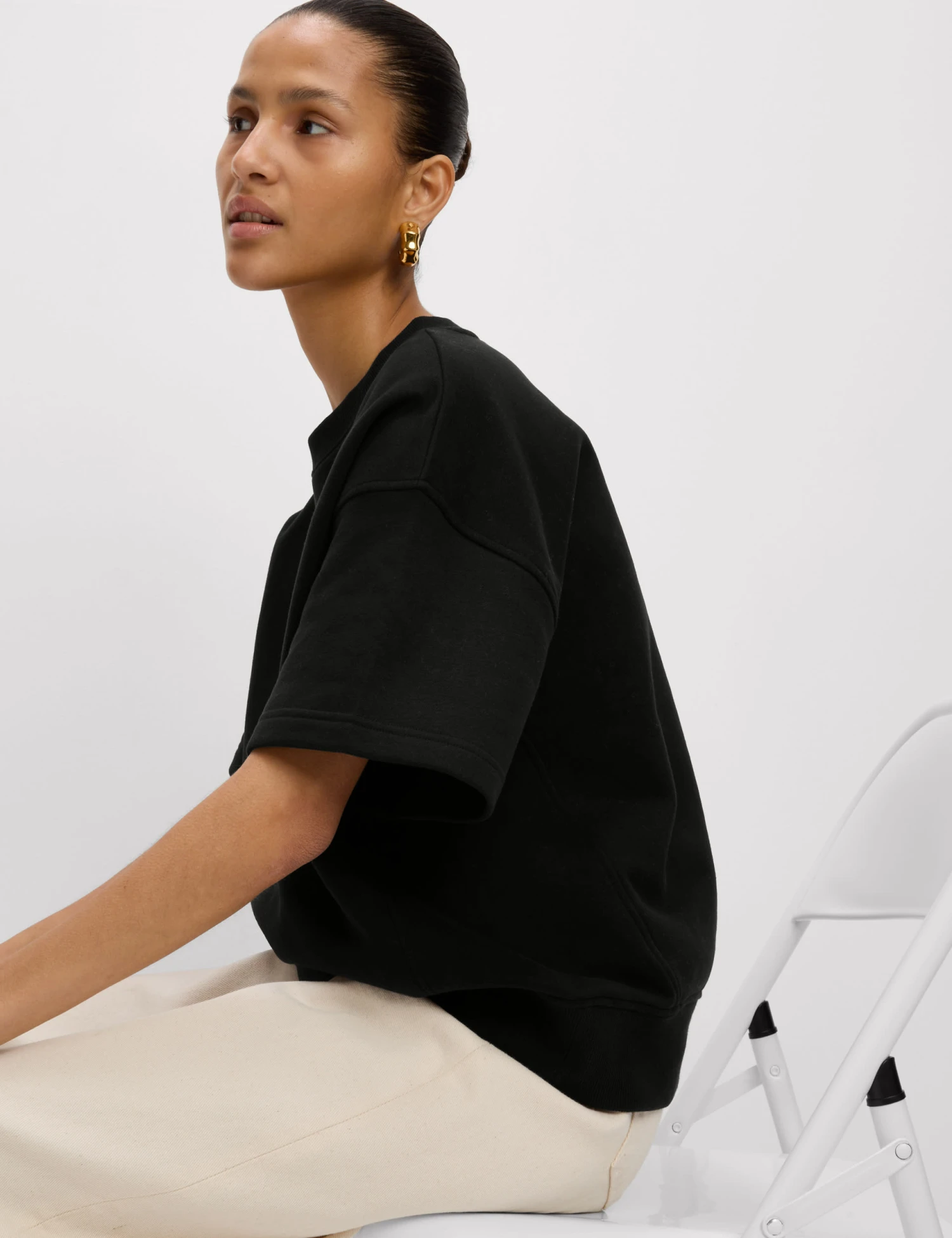 Cotton Rich Crew Neck Cropped Sweatshirt 6 Cotton Rich Crew Neck Cropped Sweatshirt - Image 4