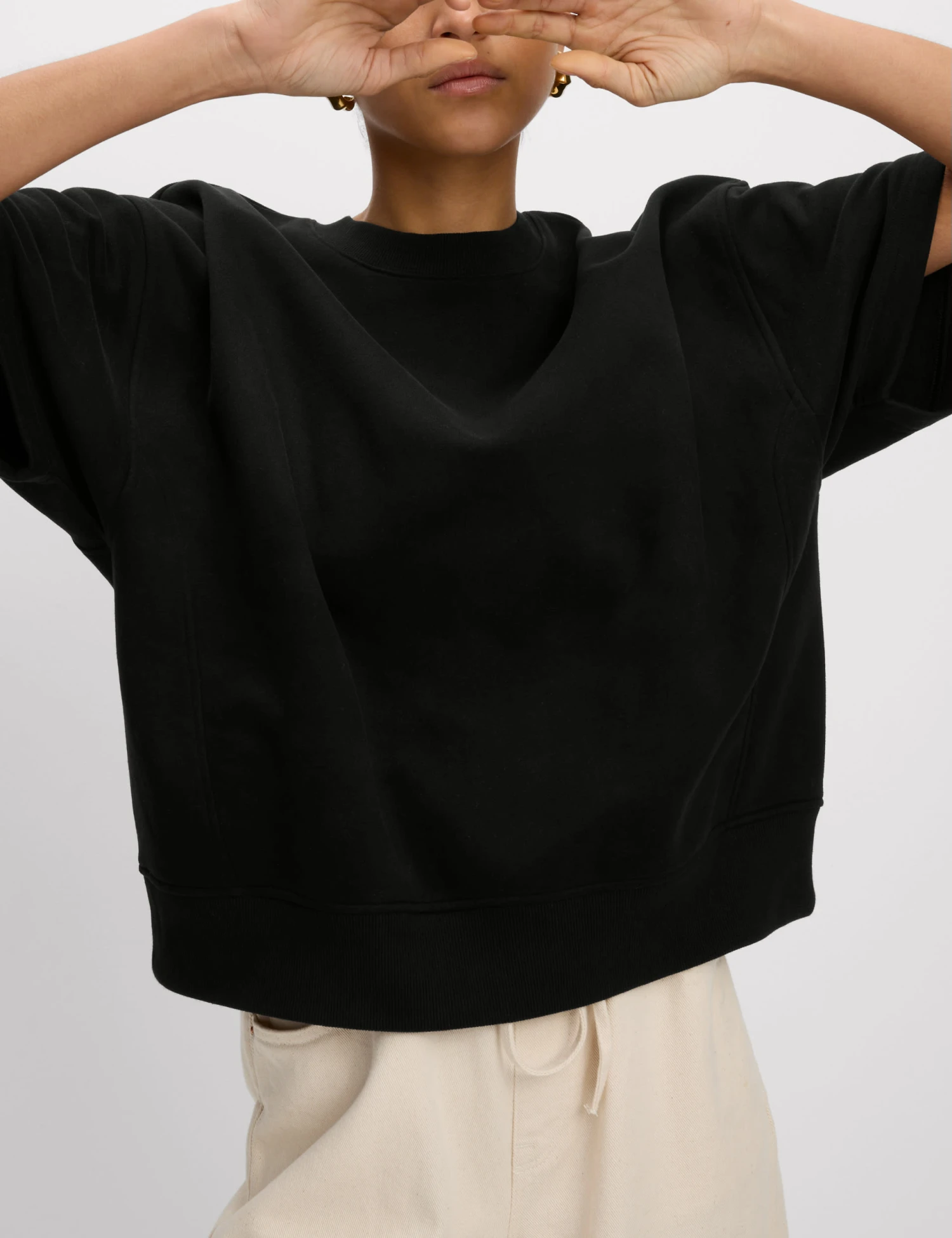 Cotton Rich Crew Neck Cropped Sweatshirt 3 Cotton Rich Crew Neck Cropped Sweatshirt