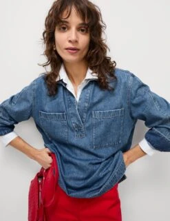 Cotton Rich Denim Regular Fit Shirt 16 Cotton Rich Denim Regular Fit Shirt -M&S Cotton Rich Denim Regular Fit Shirt 3