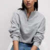 Cotton Rich Half Zip Sweatshirt -M&S Cotton Rich Half Zip Sweatshirt