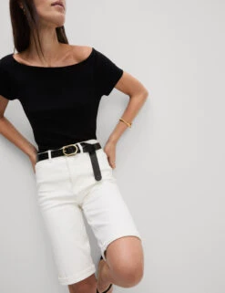 Cotton Rich High Waisted Magic Denim Shorts -M&S Cotton Rich High Waisted Magic Denim Shorts 3