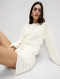 Cotton Rich Open Stitch Beach Shorts 17 Cotton Rich Open Stitch Beach Shorts -M&S Cotton Rich Open Stitch Beach Shorts 2