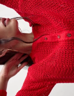 Cotton Rich Open Stitch Cropped Cardigan -M&S Cotton Rich Open Stitch Cropped Cardigan 3