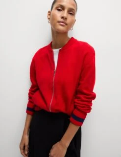 Cotton Rich Relaxed Bomber Cardigan -M&S Cotton Rich Relaxed Bomber Cardigan 4