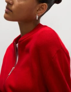 Cotton Rich Relaxed Bomber Cardigan -M&S Cotton Rich Relaxed Bomber Cardigan 5